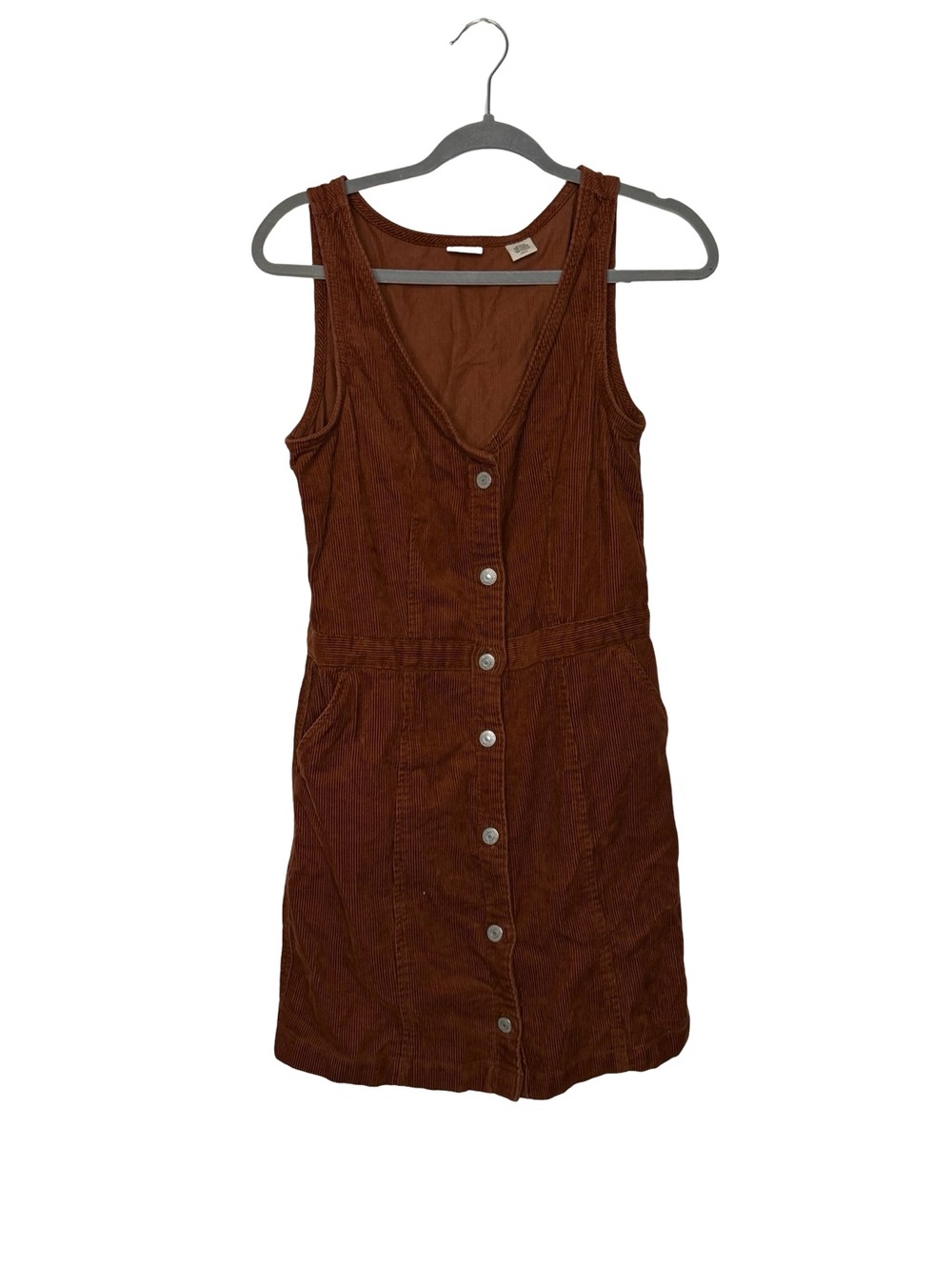 ✨🤎 Levi’s Corduroy Button Front Mini Dress Brown Sleeveless Size Small 🤎✨ - Picture 2 of 5